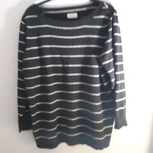 Avenue black sweater with white stripes